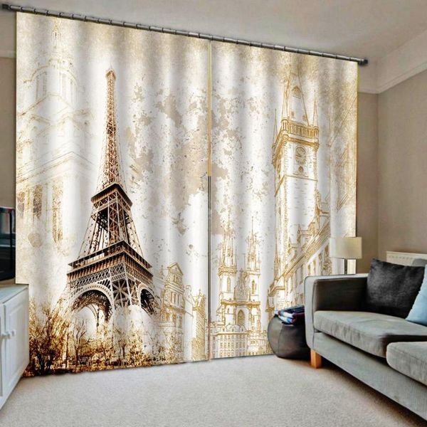 

curtain & drapes retro yellow romantic tower curtains 3d living room bedroom cortinas customized size blackout