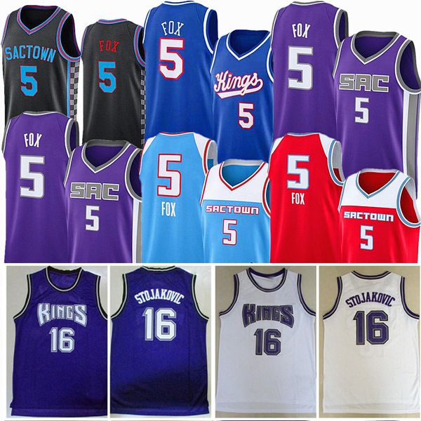 

vintage king basketball jersey sac de aaron 5 fox city jason 55 williams peja 16 stojakovic chris webber jerseys men edition retro black pur, Black;red