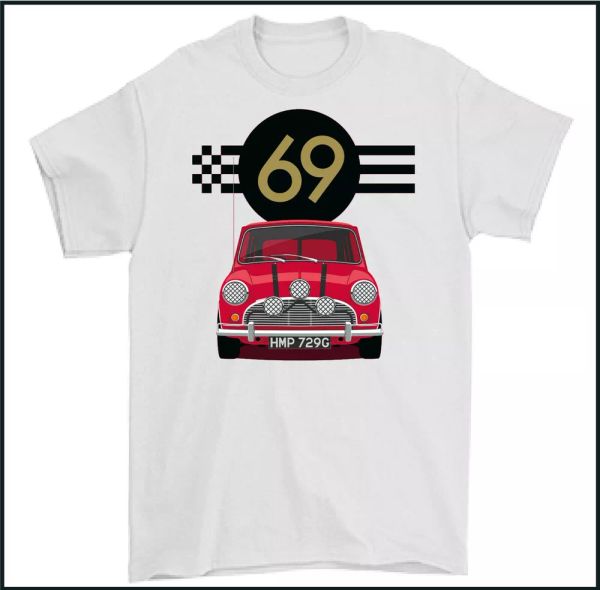 

mini cooper t-shirt the italian job classic car original top, White;black