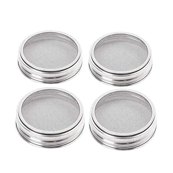 

4pcs/set seed sprouting lid stainless steel mesh filter for wide mouth mason jar planters & pots