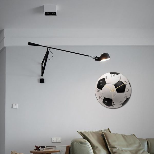 

4# football wall clock bedroom livingroom alarm gifts present for kids diy living room decor clocks