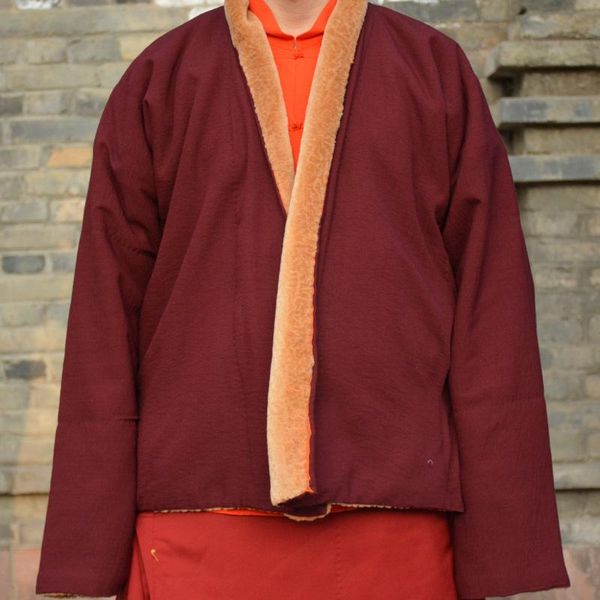 

ethnic clothing lama monk clothes dongbo winter tibetan region cotton big ant flower long sleeve plush coat, Red