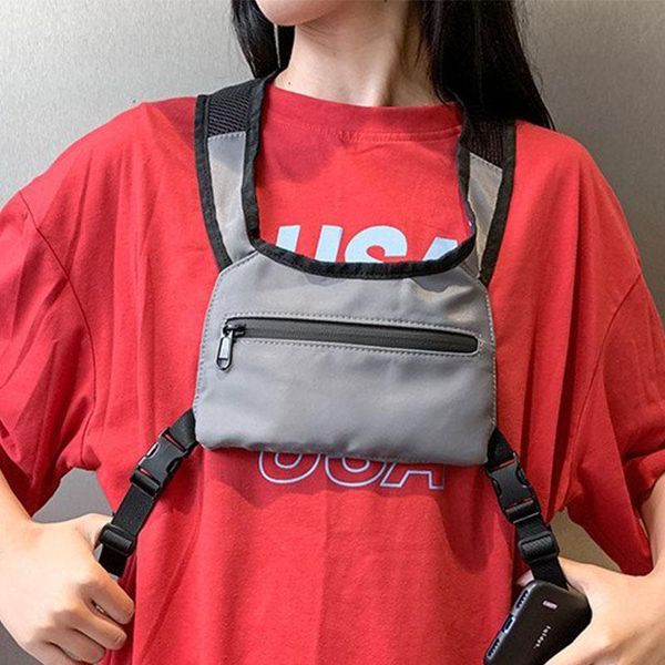 

functional tactical chest rig bag fashion reflective bags streetwear hip hop vest waist phone pack purse