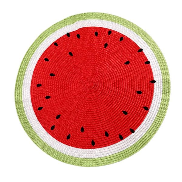 

mats & pads 1pc table placemats heat insulation round shaped placemat anti-slip mat decoration (watermelon pattern)