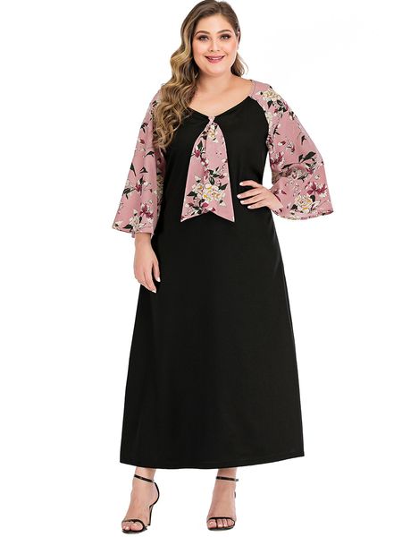 

plus size dresses hy89316# large contrast stitching
