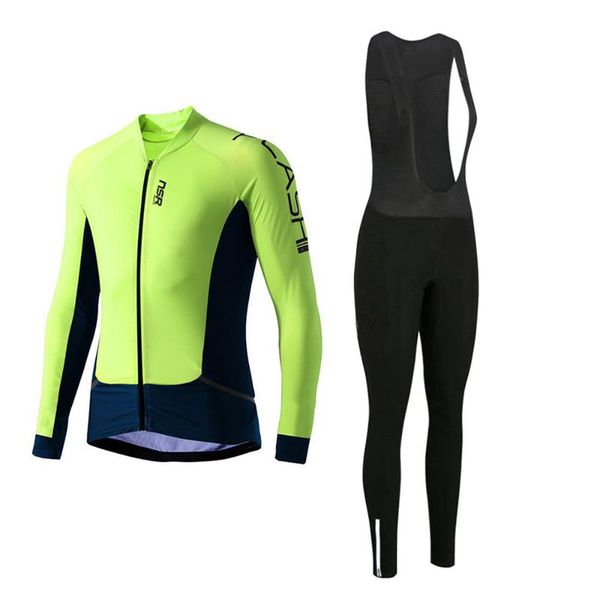 

racing sets korea nsr autumn cycling jersey mens bike suit thin long sleeve sweatshirt bicycle hombre maillot 9d gel bib trousers, Black;blue