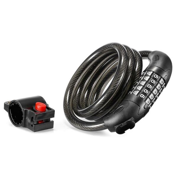 

bike locks bicycle lock 1.2m combination cable 5-digit password seatpost mounting steel cycling
