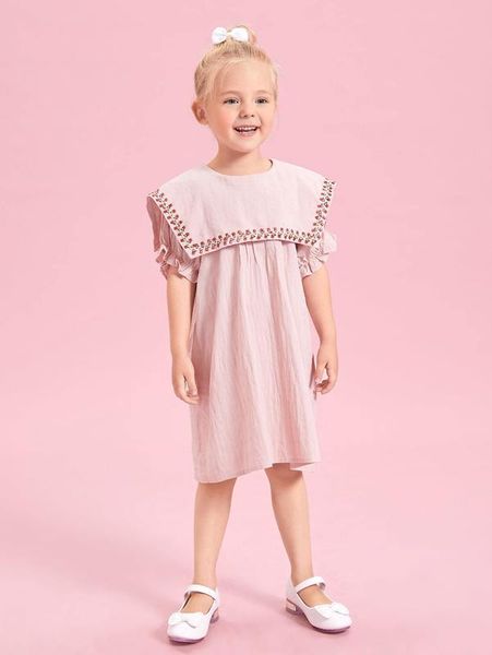 

toddler girls floral embroidery zip back dress she, Red;yellow