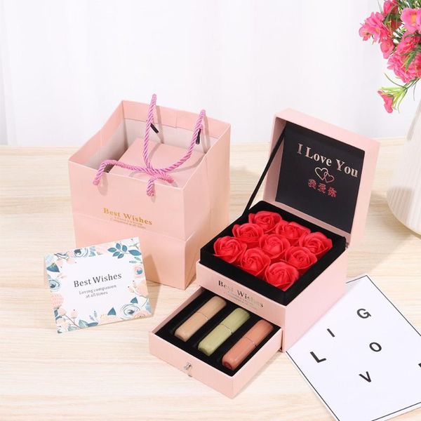 

gift wrap craft valentine's day jewelry pendant necklace soap rose flower greeting card handmade wrapping kraft paper box
