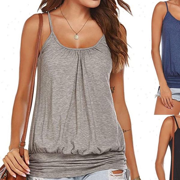 

shirt spaghetti strap vest womens cami summer sleeveless splid casual loose tee street tank t, White
