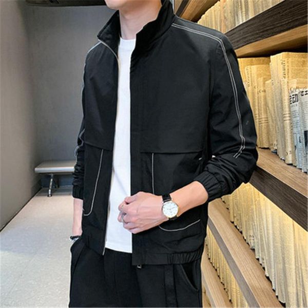 

men's jackets 2021 stand-up collar jacket autumn casual sports couple slim daily work clothes boys street tr, Black;brown