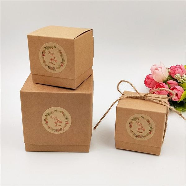 

gift wrap 20pcs/lot kraft paper heart love cover boxes for valentine's day essential oil packaging container with strings stickers