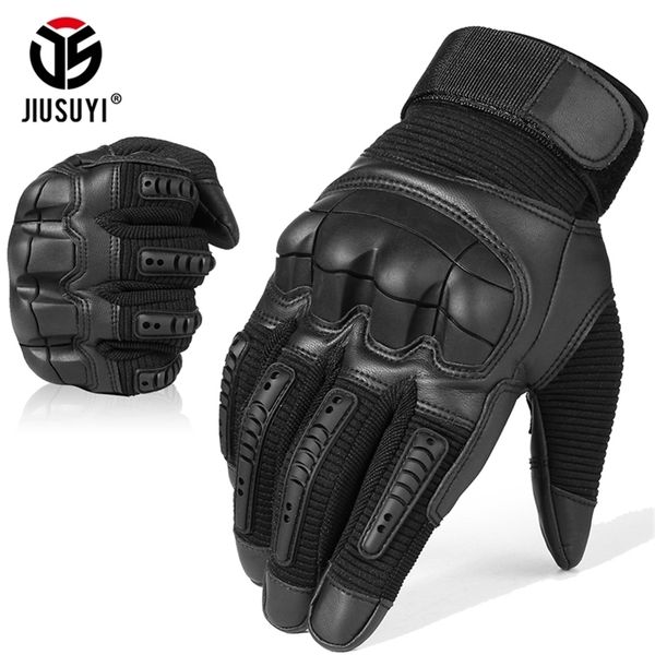 

touch screen tactical full finger gloves army military combat airsoft paintball hunting shooting driving work pu leather men 211124, Blue;gray