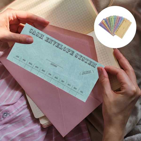 

12pcs cash envelopes assorted money saving system budget wallet spend plan sheets with detector pen gift wrap