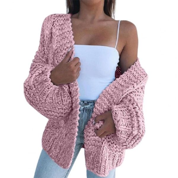 

women's knits & tees jacket sweater cardigan leisure lantern sleeve loose knitted coat for office, White