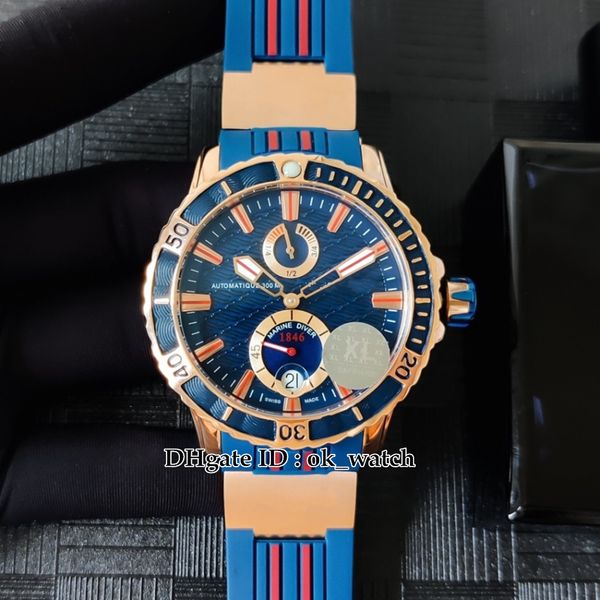 

new diver 266-10-3/93 automatic mens watch rose gold case blue dial date rubber strap 43mm gents sport watches 8 colors, Slivery;brown