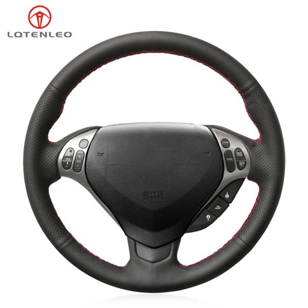 

steering wheel covers lqtenleo black genuine leather hand-stitched car cover for tl type-s 2007 2008 (3-spoke)
