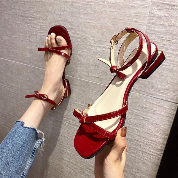 

sandals 2021 summer fashion ladies simple solid color elegant bow low heel large size 35-40 women's shoes., Black