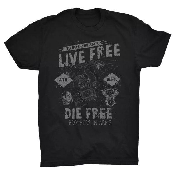 

live die t shirt motorbike motorcycle biker beard skull snake rider, White;black