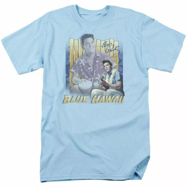 

elvis presley blue hawaii t shirt mens licensed the king tee light blue, White;black