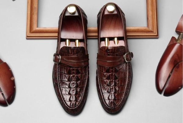 

dress shoes crocodile man leather wedding oxfords 2021 male formal business party dinner prom mujers, Black
