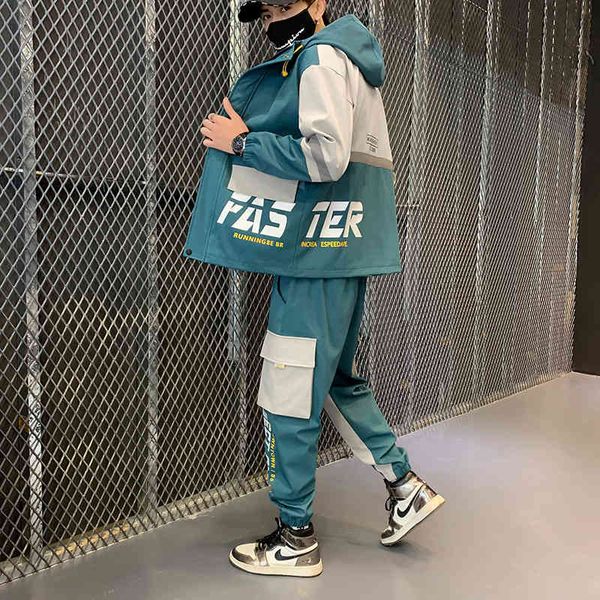 

tracksuits autumn man style streetwear clothing jackets blazers pants hip hop sports clothes abz546 men's, Gray