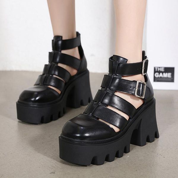 

dress shoes european and american style thick-soled high-heeled ladies sandals summer all-match large size baotou, Black