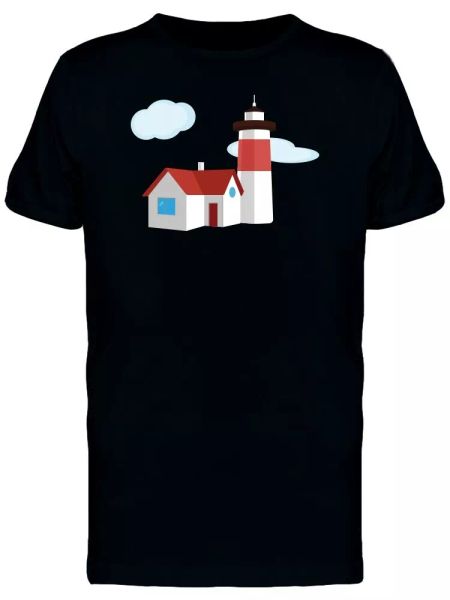 

lighthouse with house doodle men's tee -image by shutterstock, White;black
