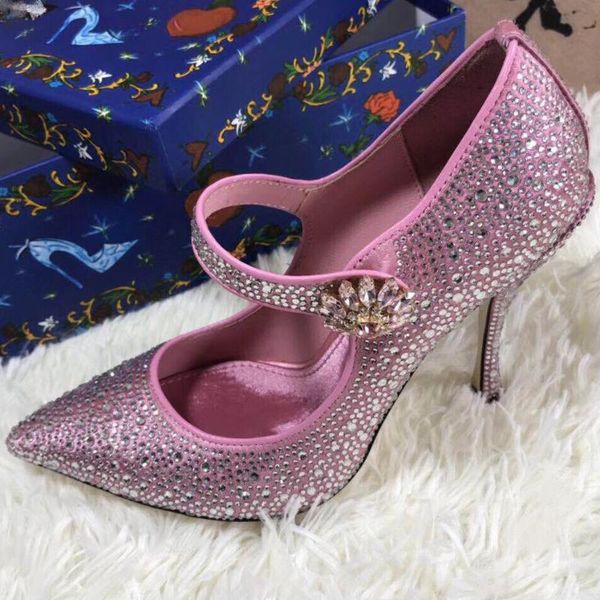 

pink crystal shoes stiletto high heel bridal plus size wedding pumps dress, Black