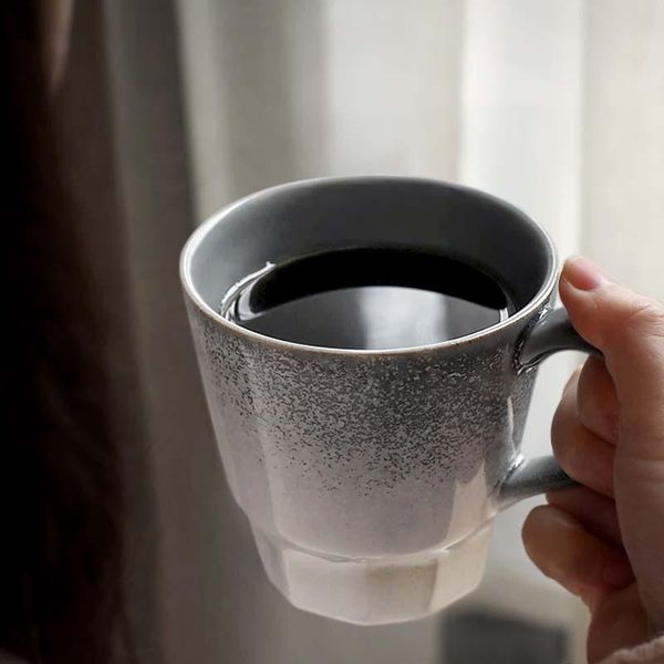 

mugs japanese handmade coffee cup, retro kiln, mug, simple and creative cut surface water couple personality, household