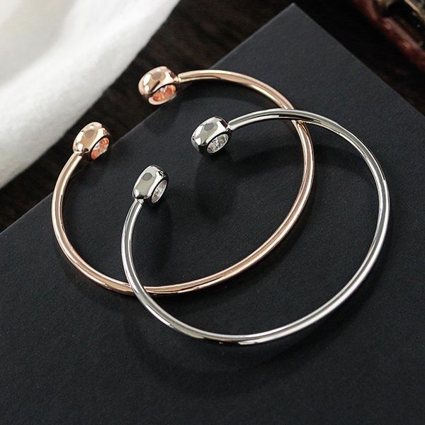 

bangle wild simple geometric round zircon bracelet, Black
