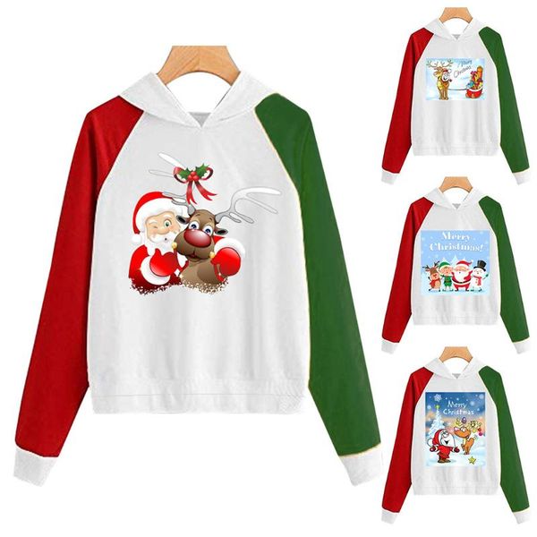 

women's hoodies & sweatshirts 1pc winter autumn christmas printing women long-sleeved sweatshirt pullover casual gifts, Black