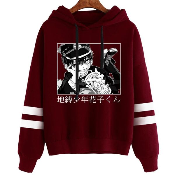 

men's hoodies & sweatshirts anime toilet-bound hoodie hanako-kun hanako kun printed pullover hooded harajuku striped sweatshirt, Black
