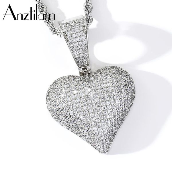 

pendant necklaces gold silver color heart necklace pendants bling iced out paved zircon stone for man women hip hop jewelry gift