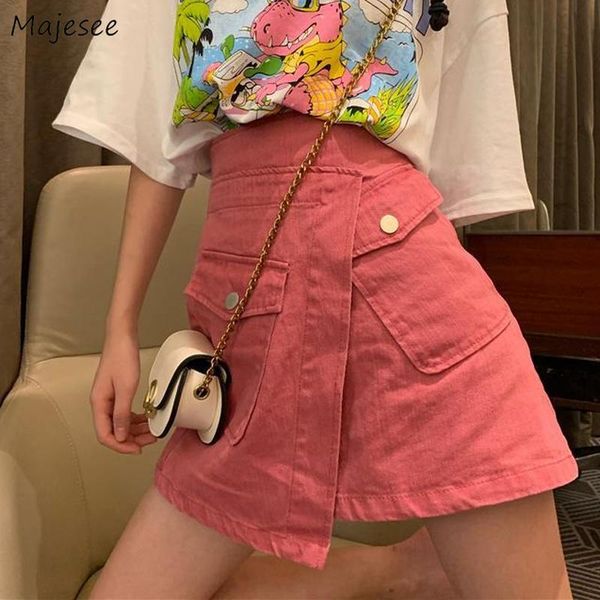 

skirts women spring pink est asymmetrical falda de busto basic students streetwear korean preppy pockets mini chic ins bottom, Black
