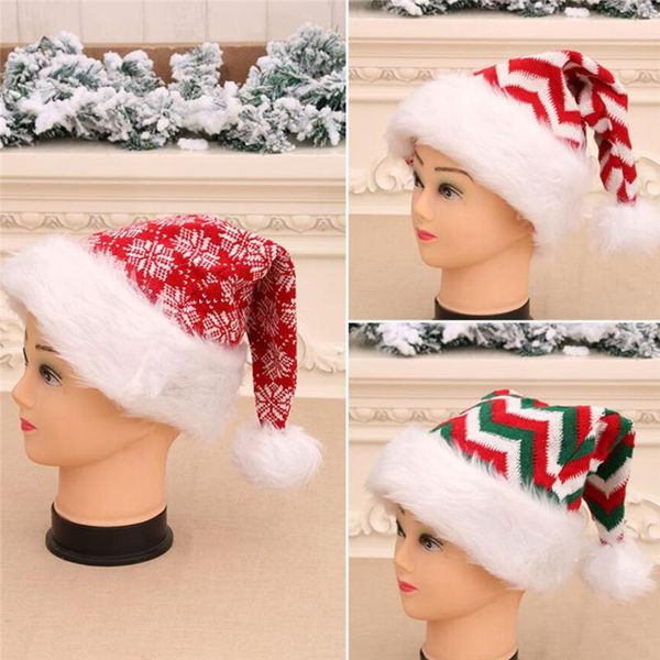 

christmas decorations knitted long-staple striped hat children wool party