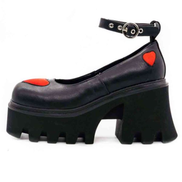 

sandals 2021 brand female chunky buckle heart loli kawaii shoes luxury gothic cosplay women black spring pumps