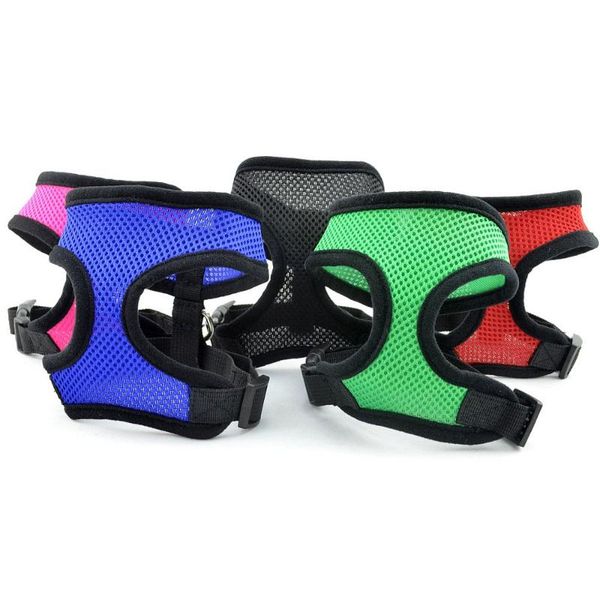 

dog collars & leashes 5 colors xs~xl nylon adjustable mesh breathable pet harness kitten and puppy collar leash