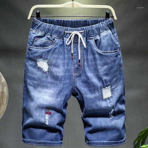 

men's jeans ripped mens shorts 10xl plus size denim casual pants trousers fashion male 2021 summer, Blue