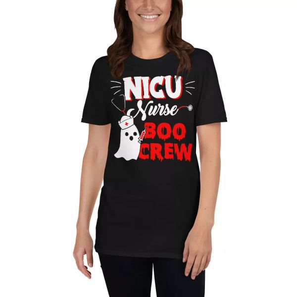 

nicu nurse boo crew cool halloween nicu nurse ghost lover gifts t-shirt, White;black