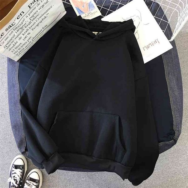 

oversized clothes sweatshirts women pink women's hoodies warm ladies long sleeve casual hooded pullover clothes sweatshirt 210803, Black