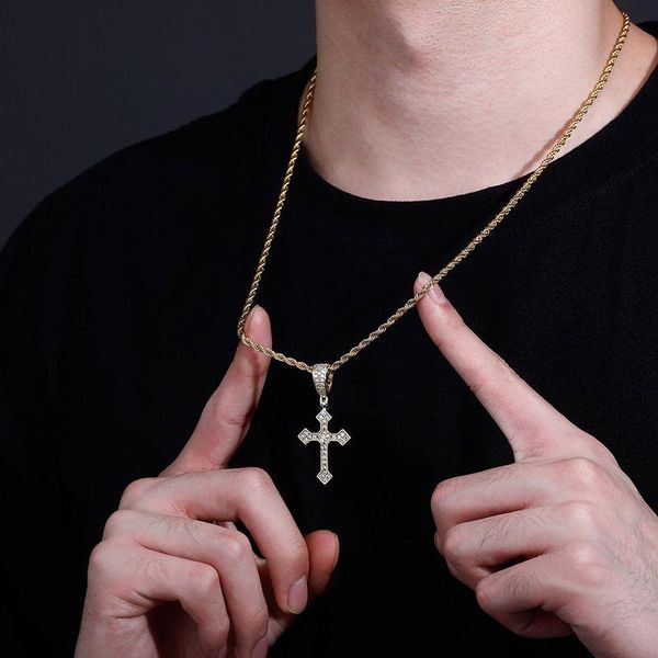 

pendant necklaces mens christ jesus retro cross necklace women exquisite + zircon faith geometric jewelry gifts, Silver