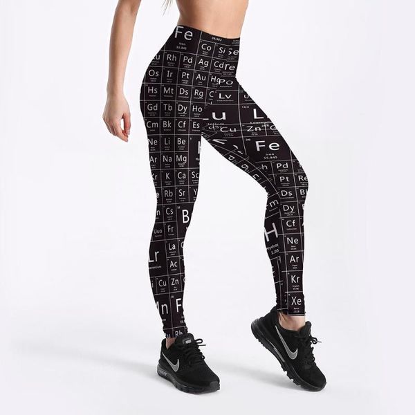 

women's leggings qickitout 12% spandex elasticity workout black women printed periodic table push up pants