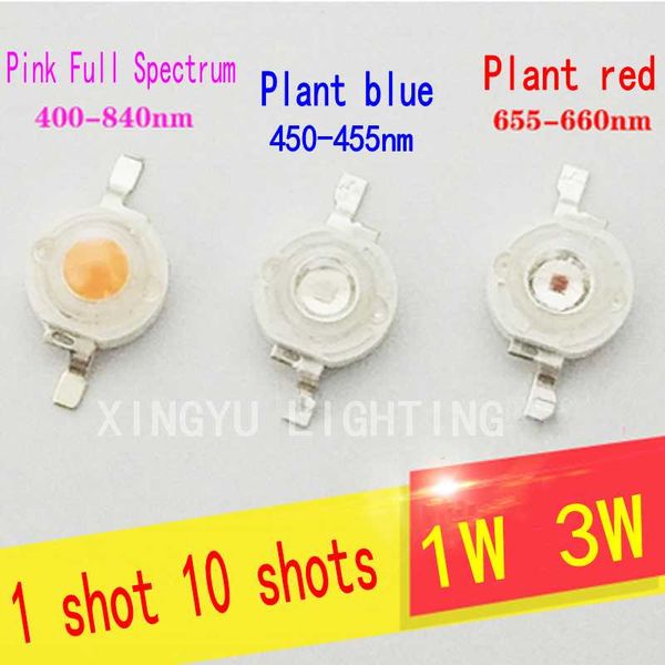 

light beads 10pcs led lamp 1w 3w plant growth full spectrum fill red blue fish tank water grass