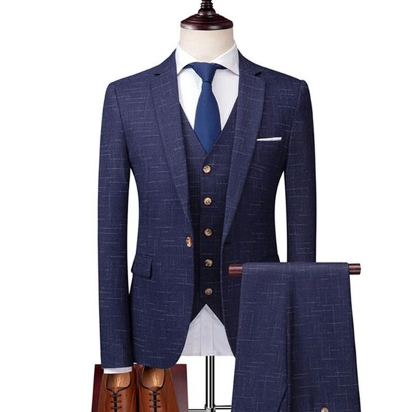 

men's suits & blazers blazer pants vest 3 pieces suit set / banquet business british style slim high end custom plaid trousers, White;black