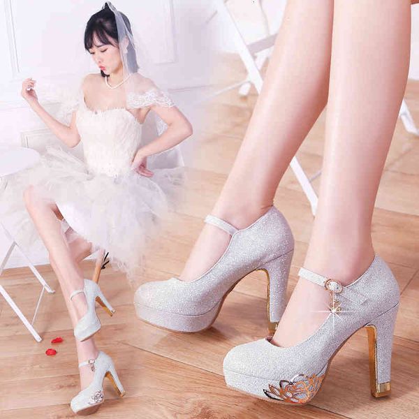 

dress shoes big small 33 to size 40 41 42 43 elegant wedding heels bride metal flower sier pumps high platform designer, Black