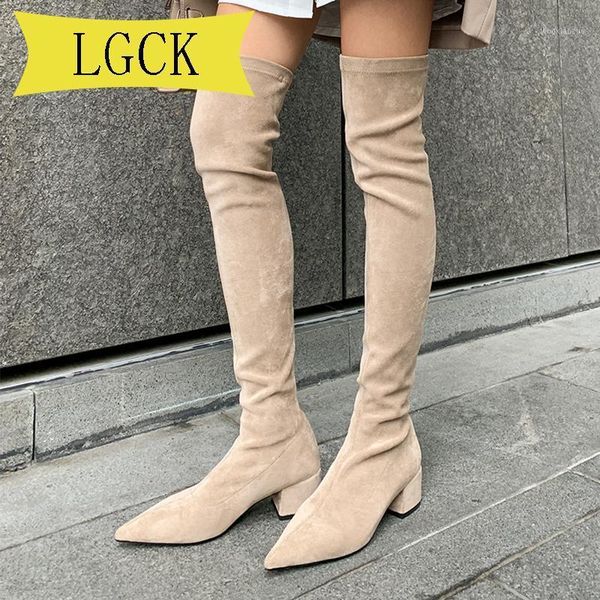 

boots plus size 34-43 women warm fur winter slim stretch knee high ladies long shoes over the boot1, Black