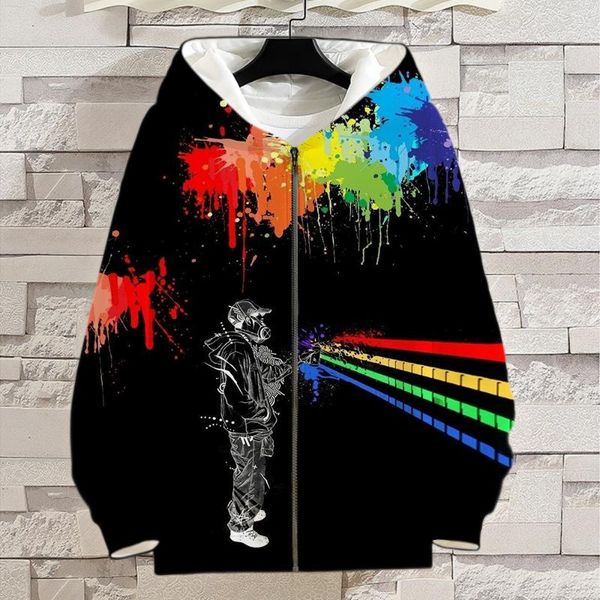 

men's hoodies & sweatshirts graffiti men women children hoodie zip fashion harajuku streetwear boy girl kids casual jacket 3d pullover, Black