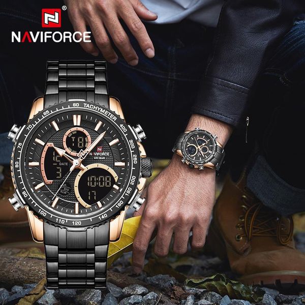 

wristwatches naviforce men watch digital sports watches mens quartz wristwatch male luminous waterproof clock relogio masculino, Slivery;brown