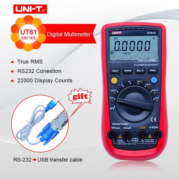 

multimeters uni-t ut61a ut61b ut61c ut61e digital multimeter true rms rs232 interface auto range with lcd backlight display